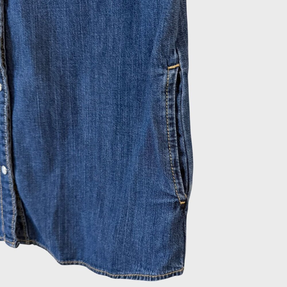 Wrangler Embroidered Denim Shirt Blue Girls Large Western Pearl-Snap Rodeo NEW - Picture 9 of 15